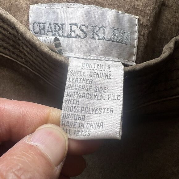 Charles Klein Coat Suede Leather Faux Fur Reversible Zip Up Hooded Brown Sz M - Picture 8 of 12